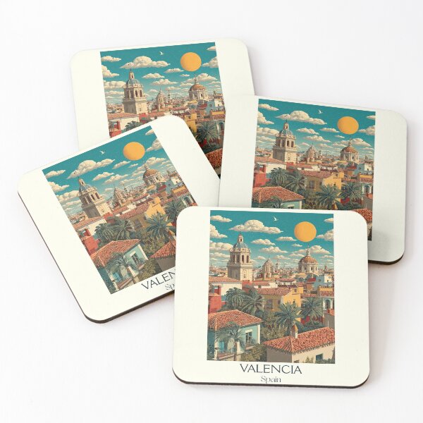Item preview, Valencia Travel Poster – Mediterranean Orange City Vintage Print designed and sold by TuncGK.