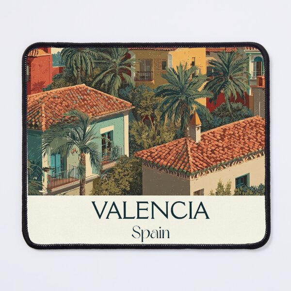 Item preview, Valencia Travel Poster – Mediterranean Orange City Vintage Print designed and sold by TuncGK.