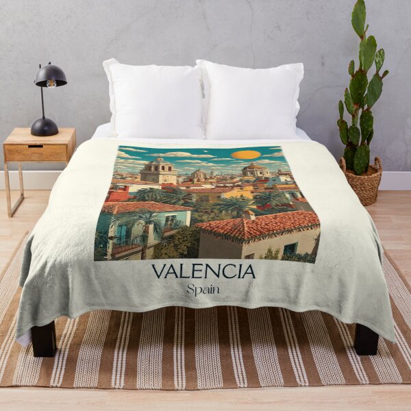 Item preview, Valencia Travel Poster – Mediterranean Orange City Vintage Print designed and sold by TuncGK.