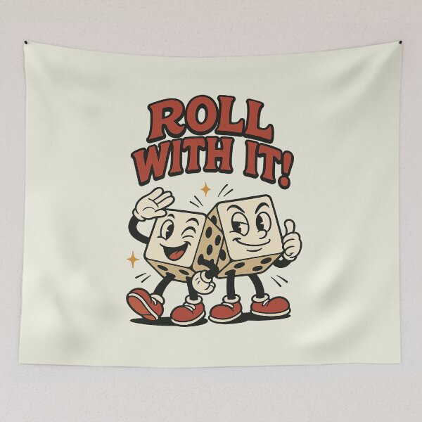 Item preview, Roll With It! – Retro Cartoon Dice Pair designed and sold by HoopeStylee.