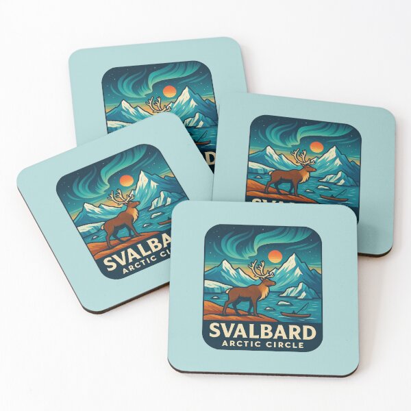 Item preview, Svalbard Arctic Circle – Retro Travel with Reindeer & Aurora designed and sold by Myra365Art.