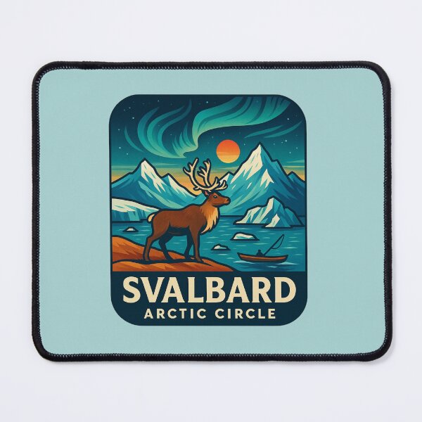 Item preview, Svalbard Arctic Circle – Retro Travel with Reindeer & Aurora designed and sold by Myra365Art.