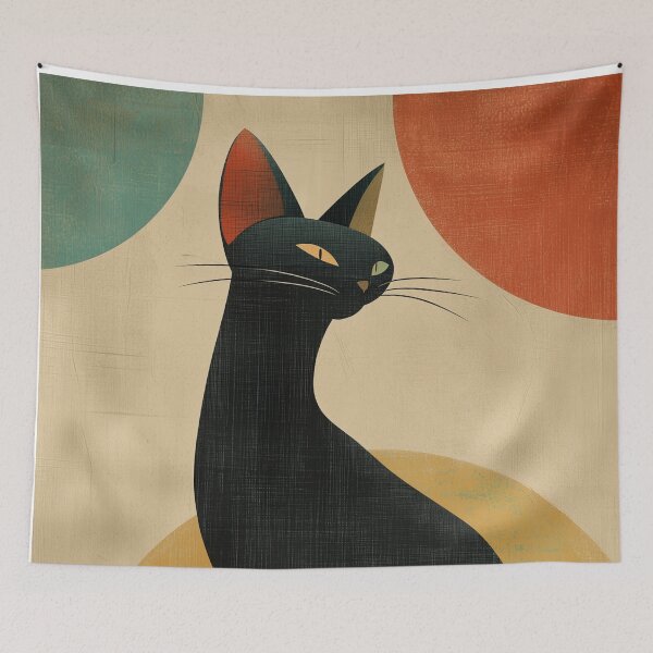 Item preview, Retro Black Cat 1950s Style Vintage Cat Design Retro Cat designed and sold by ICdesigner.