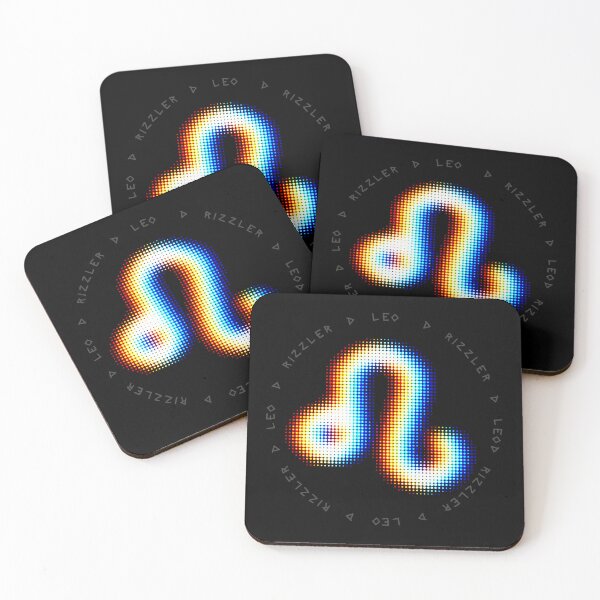 Item preview, Leo Glitch – Radiant Halftone Zodiac Symbol in Neon Fire designed and sold by H Jonas.