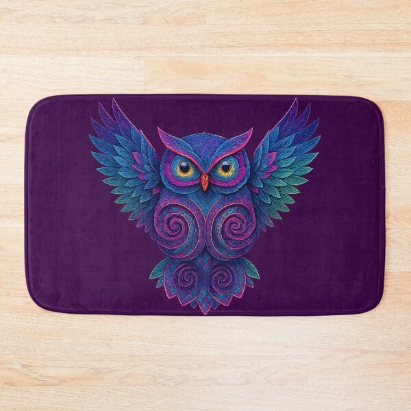 Item preview, Mystical Owl Mandala - Psychedelic Spirit Animal Art in Purple Blue Cosmic Colors designed and sold by CreativeVisionsHub.