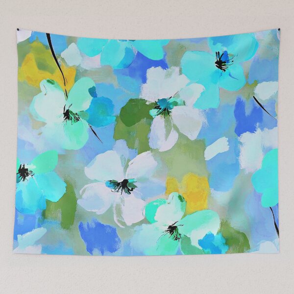 Item preview, Chic Blue, Aqua And Cream Impressionism Floral Abstract designed and sold by DEC02.