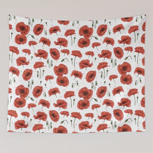 Item preview, poppies, red flowers, floral pattern, magical gift for poppy lovers, T-shirt with floral pattern, "Witch's flowers", unisex, clothing for nature lovers. designed and sold by ArtbySvetik.