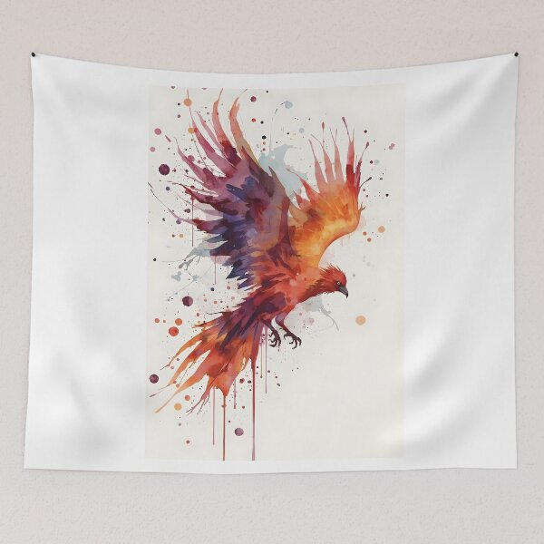 Item preview,  watercolor Phoenix rainbow, Mythical creature, Fantasy animal designed and sold by The Dream Lab.