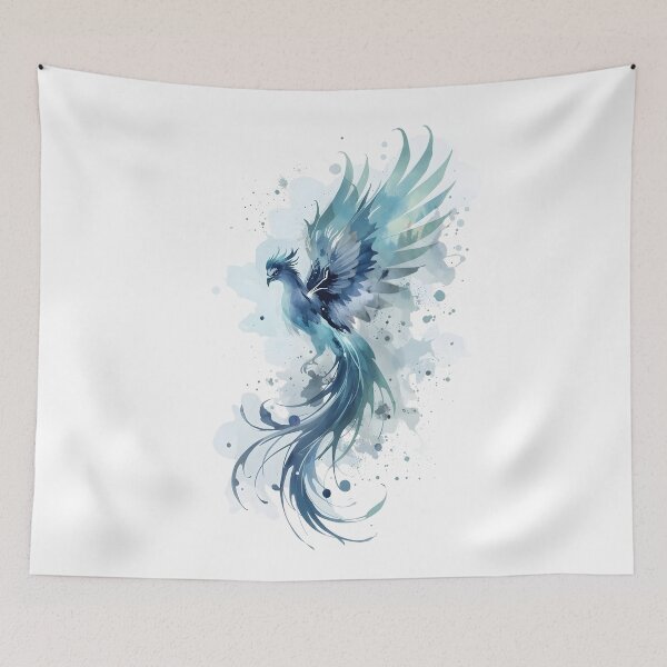 Item preview, watercolor Phoenix blue, Mythical creature, Fantasy animal designed and sold by The Dream Lab.