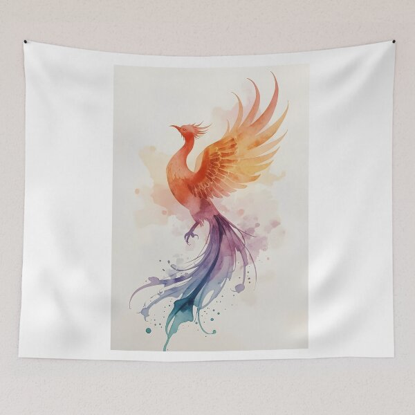 Item preview, watercolor Phoenix rainbow, Mythical creature, Fantasy animal designed and sold by The Dream Lab.