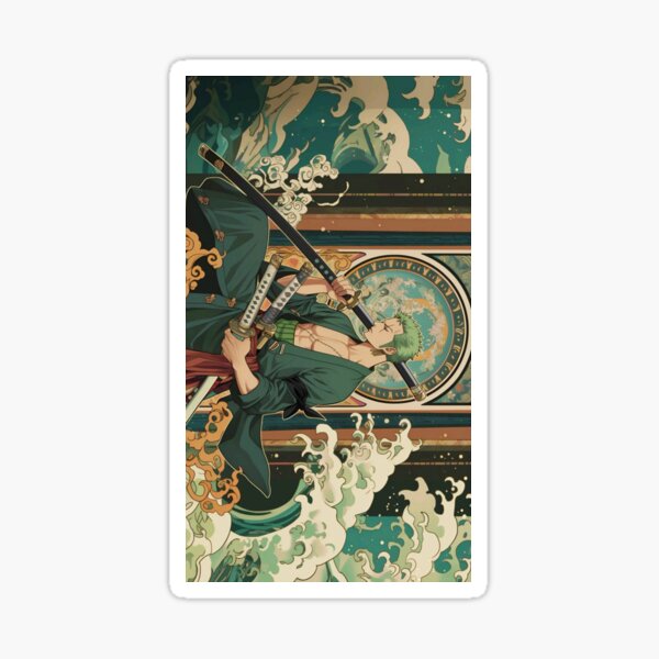 Roronoa Zoro With Japanese Background Sticker