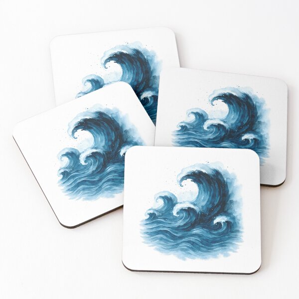 Item preview, Raging Waves in Blue Watercolor designed and sold by AKRAMlogo.