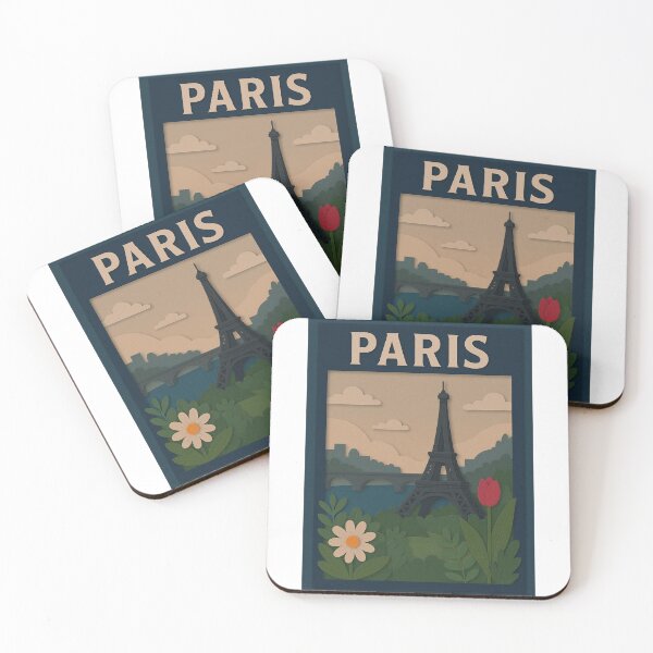 Item preview, Paris Travel Poster – Paper Cut Illustration with Eiffel Tower and Garden Flowers designed and sold by Pragatee.