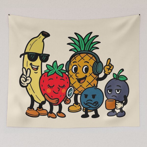 Item preview, Funny Fruit Squad - Retro Cartoon designed and sold by Myra365Art.