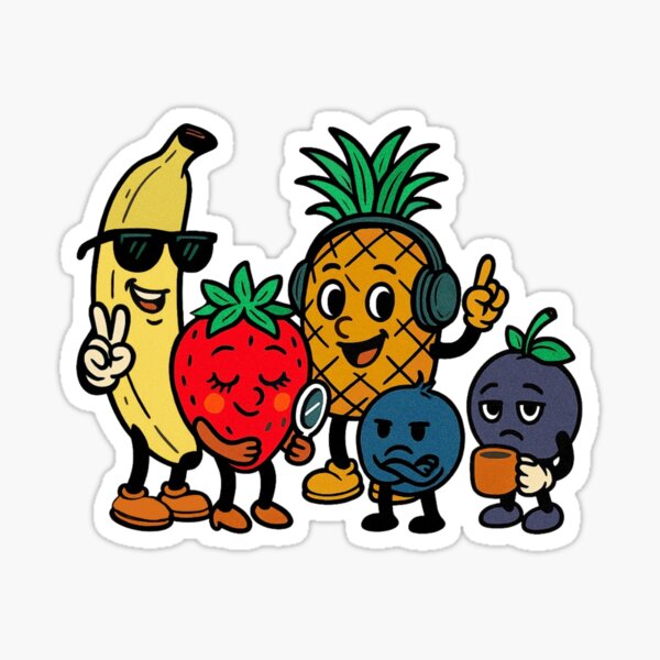 Item preview, Funny Fruit Squad - Retro Cartoon designed and sold by FineArtsPro.