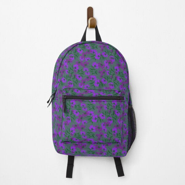 Item preview, Purple violet floral pattern on green background designed and sold by Nonnipa.