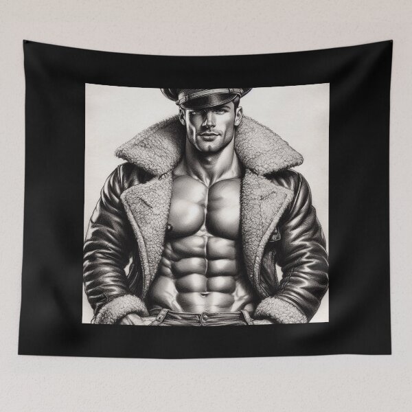Item preview, Pointillism Gay Pride 1940's Leather Military Airman Daddy Berlin Leder Pride Graphic Design designed and sold by ItsAKinkThing.
