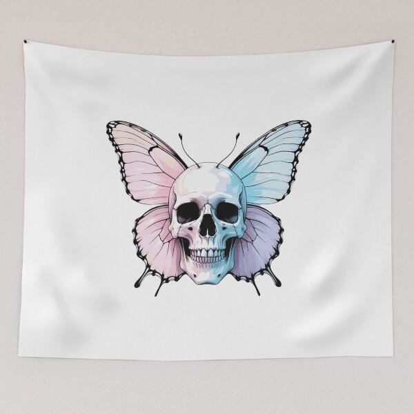 Item preview, Minimalist Butterfly Skull Fusion – Soft Pastel Aesthetic Design designed and sold by ColorSplash123.