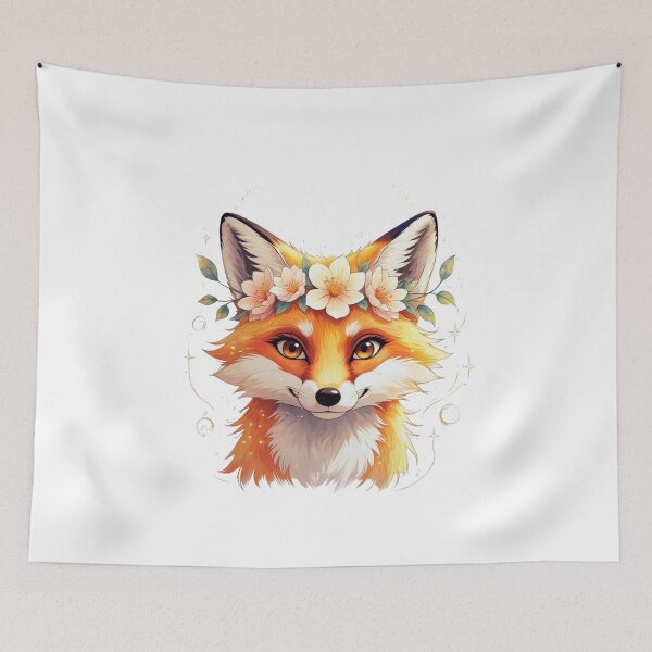 Item preview, Anime Fox with Flower Crown – Minimalist Artistic Pastel Design designed and sold by ColorSplash123.
