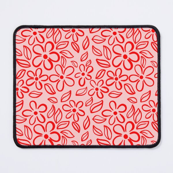 Item preview, Playful Red Floral Pattern on Pink Background designed and sold by DColourMuse.