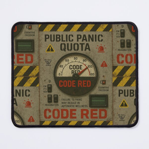 Item preview, Public Panic Quota: CODE RED – Dystopian Panic Mandate Poster designed and sold by N0-Chill-Studio.