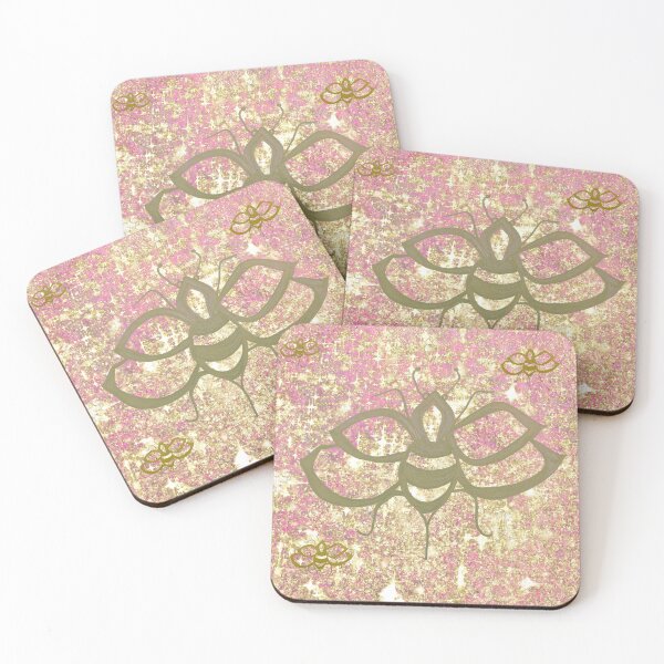 Item preview, The Glitter Queen – Celestial Bee Print in Gold & Pink designed and sold by DarLenn..