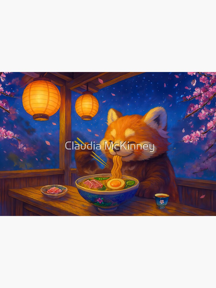 Thumbnail 3 of 3, Sticker, Red Panda Ramen designed and sold by phatpuppyart.