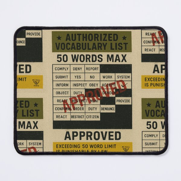 Item preview, Authorized Vocabulary List: 50 Words Max – Dystopian Compliance Card designed and sold by N0-Chill-Studio.