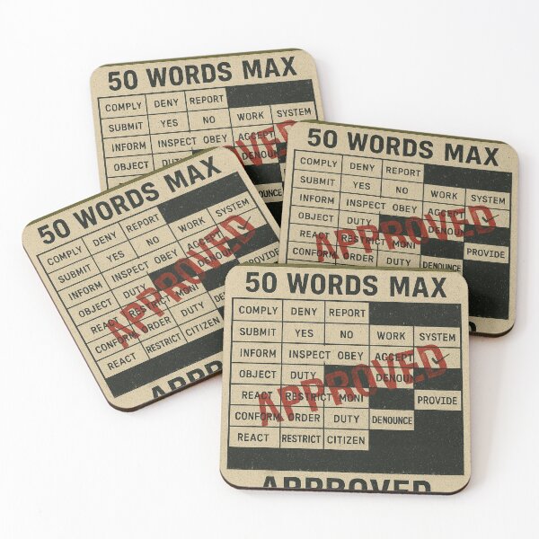 Item preview, Authorized Vocabulary List: 50 Words Max – Dystopian Compliance Card designed and sold by N0-Chill-Studio.