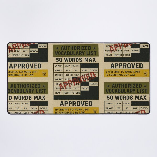 Item preview, Authorized Vocabulary List: 50 Words Max – Dystopian Compliance Card designed and sold by N0-Chill-Studio.
