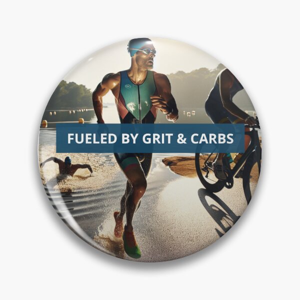 Artikelvorschau, „Angetrieben durch Grit & Kohlenhydrate“ – Design für den Übergang vom Schwimmen zum Laufen entworfen und verkauft von Triathlongram.