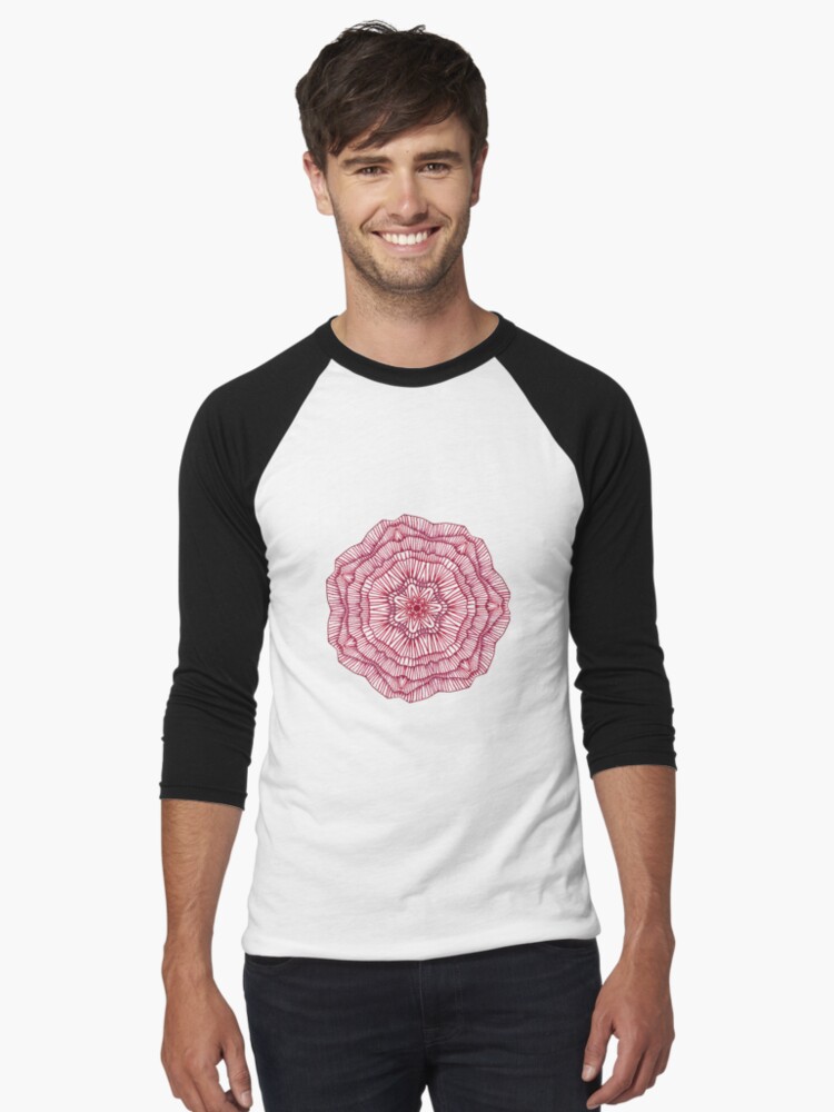 Thumbnail 1 of 3, Baseball ¾ Sleeve T-Shirt, Red Flower designed and sold by lauramaxwell.