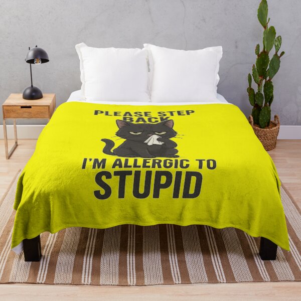 Item preview, Allergic to Stupid Funny Black Cat T-Shirt – Sarcastic Cat Meme Gift for Introverts & Cat Lovers designed and sold by Studio Reverie.