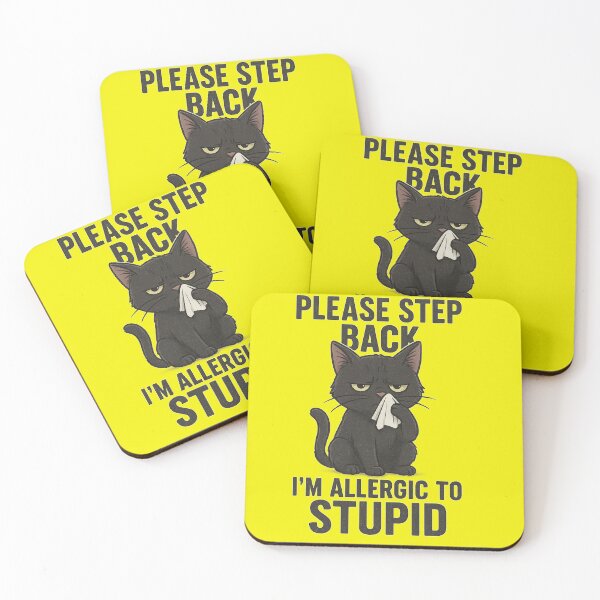 Item preview, Allergic to Stupid Funny Black Cat T-Shirt – Sarcastic Cat Meme Gift for Introverts & Cat Lovers designed and sold by Studio Reverie.