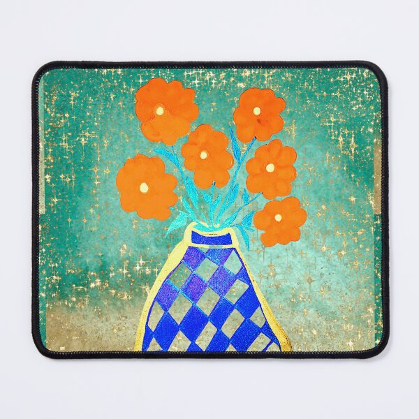 Item preview, Boom, Baby, Bloom – Bold Flowers in Blue Vase on Glittery Teal designed and sold by DarLenn..