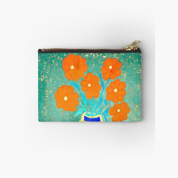 Item preview, Boom, Baby, Bloom – Bold Flowers in Blue Vase on Glittery Teal designed and sold by DarLenn..