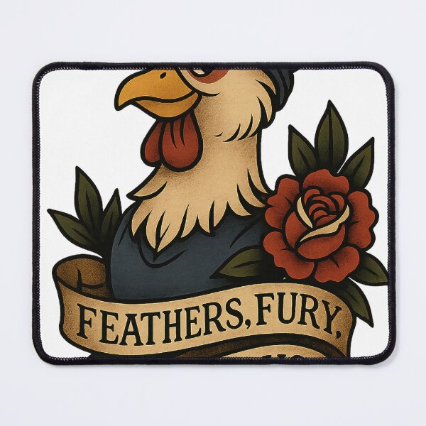 Item preview, Feathers, Fury, Fabulous – Sassy Hen Tattoo Style Design designed and sold by Zippitydodads.
