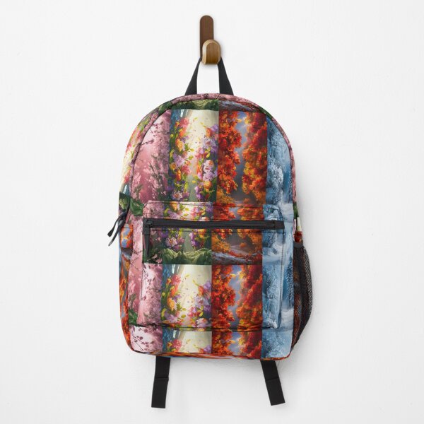 Item preview, Four Seasons Landscape Art – Spring Blossoms, Summer Bloom, Autumn Foliage, and Winter Snow Forest Scene – Nature’s Changing Beauty in One Cinematic Fantasy Illustration designed and sold by Motifai.