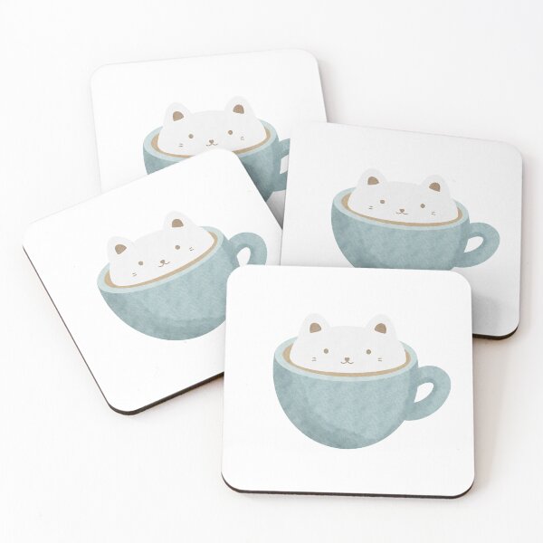 Item preview, Latte Cat in a Blue Cup designed and sold by VVAtTheCorner.
