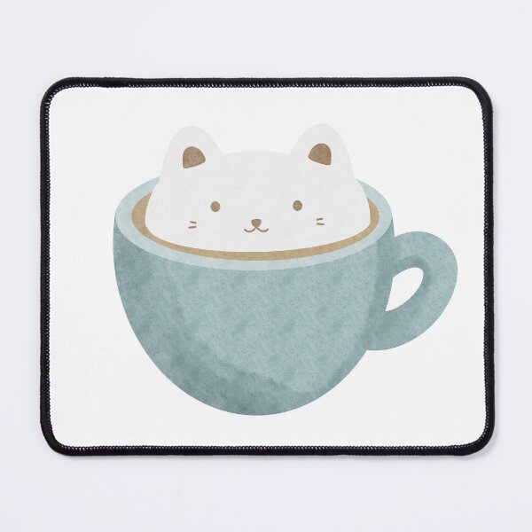 Item preview, Latte Cat in a Blue Cup designed and sold by VVAtTheCorner.