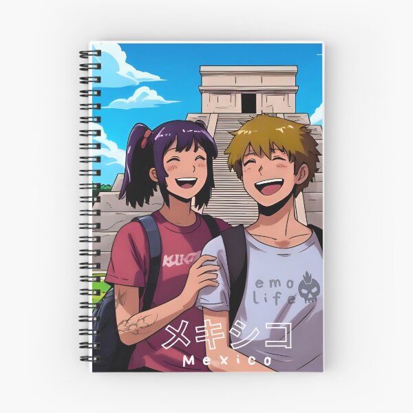 Item preview, Illustration of emo anime-style characters on a trip to Mexico designed and sold by Emo-World-Tour.