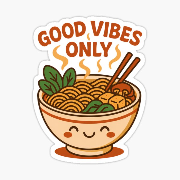 Item preview, Good Vibes Only Cute Ramen Bowl – Kawaii Noodle Food Art designed and sold by Wondercabinet.