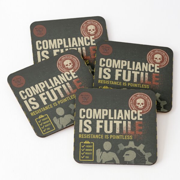 Item preview, Compliance Is Futile – Dystopian Reverse-Propaganda Poster designed and sold by N0-Chill-Studio.