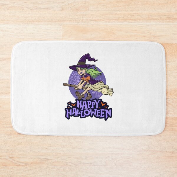 Item preview, Cute Halloween Witch Flying on Broomstick with Spiderweb  designed and sold by StairheadStore.
