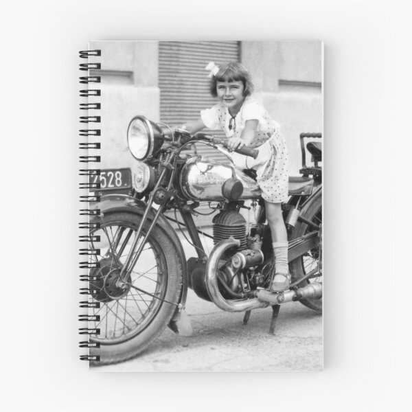 Item preview, An Austrian girl poses on a cool 1930's Puch 250 Sport motorcycle designed and sold by Fotomaxx.