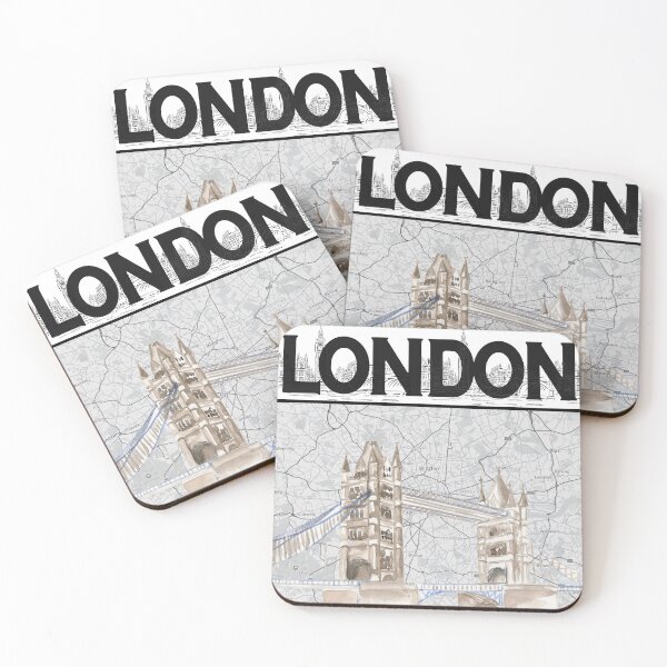 Item preview, London Street Map with Tower Bridge Watercolor – Vintage UK Travel Design designed and sold by SPD-DesignsCo.
