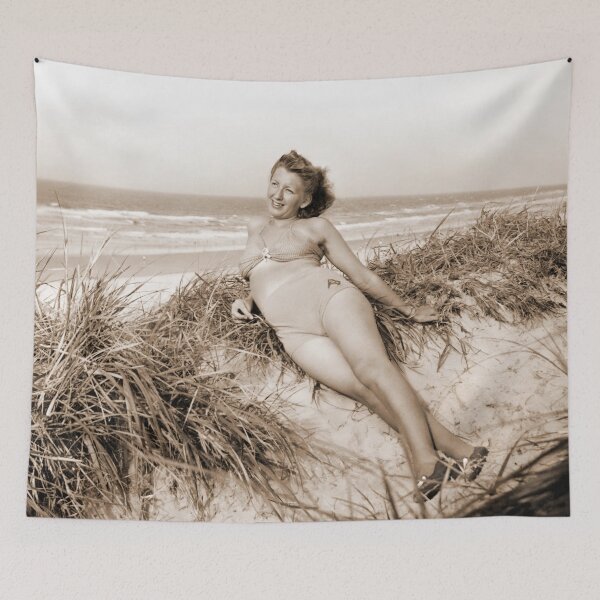 Item preview, A Beautiful Young Woman Enjoying a Day Sunning Herself at the Beach circa 1930's designed and sold by Fotomaxx.