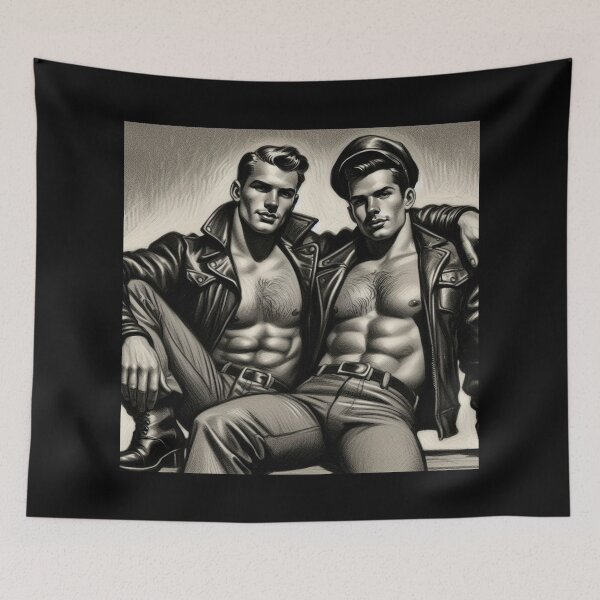 Item preview, 1940 Cool Boys Tom of Finland Tribute Leather Bikers Pride Graphic Design designed and sold by ItsAKinkThing.