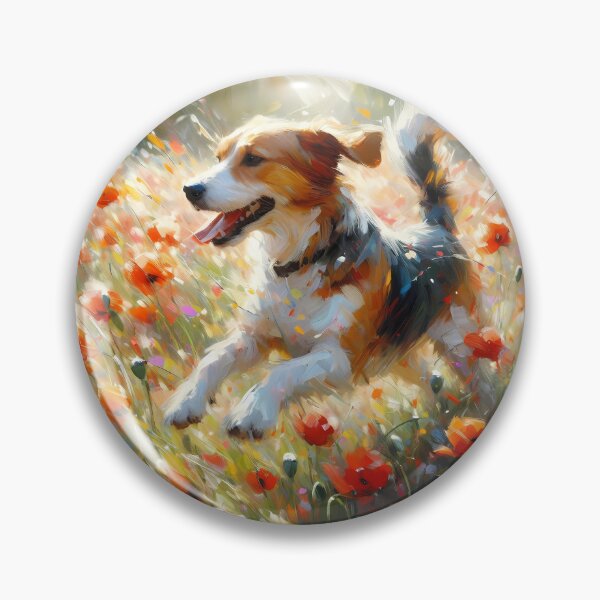 Item preview, Joyful Dog in Poppy Field – Painterly Nature Scene designed and sold by Dino-Lune.