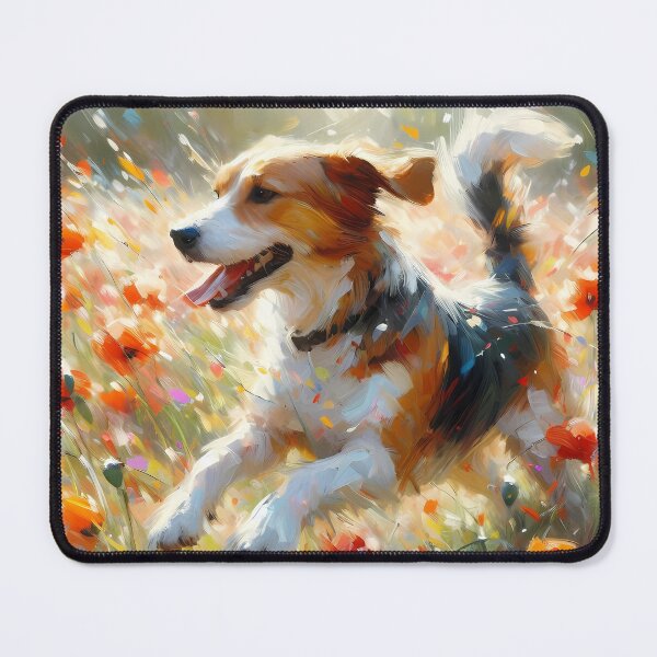 Item preview, Joyful Dog in Poppy Field – Painterly Nature Scene designed and sold by Dino-Lune.